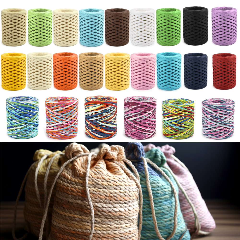 Papercraft Supply Ribbon - 100 m/Rolle Bast-Papierband, Garn, handgefertigt, Farbe,