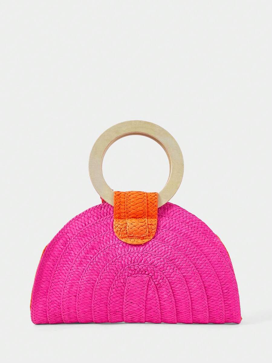 Damen-Handtasche mit rundem Ho – Paper Straw Color Bewertung und Preis
