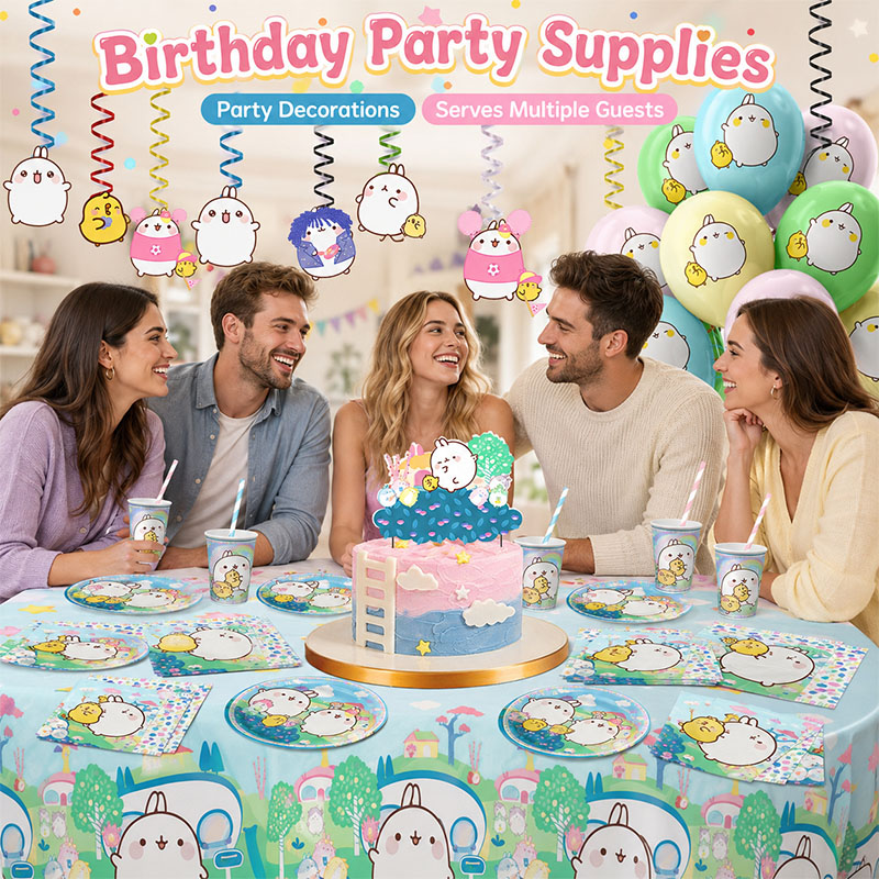 Molang Partyzubehör mit Cartoo – Paper Straw Color Bewertung und Preis